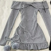 BXOXO Sweet Sexy Lace Patchwork Black Camisole Dress Women+Long Sleeve Slim Fit Y2k Crop Tops Autumn New Two Piece Sets Outfits New